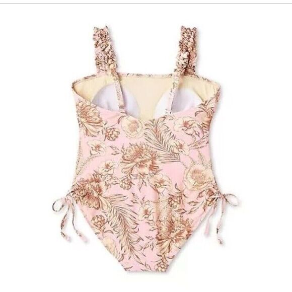 Women's Romantic Floral Print Flutter Sleeve Medium Coverage One Piece S… - Picture 2 of 7